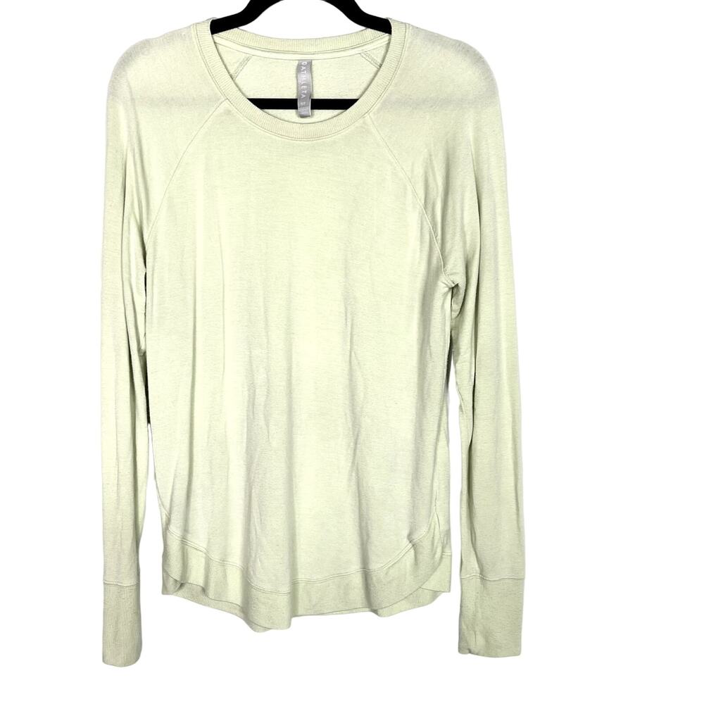 Athleta ST Small Tall Pale Lime Green Mindset Sweatshirt Pullover Crew Modal